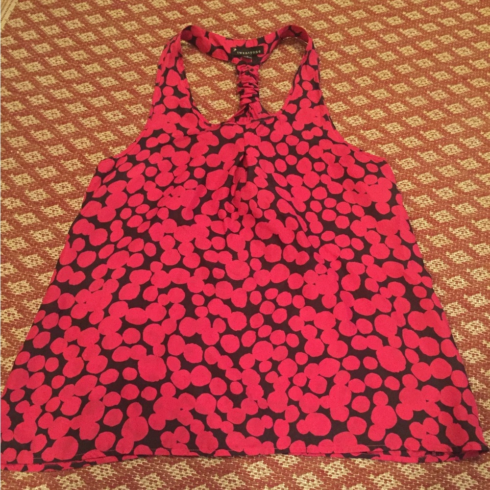 Pink and black patterned tank top blouse
